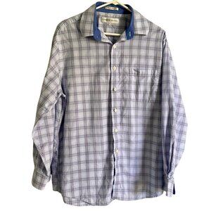 Henry Grethel Blue Long Sleeve Cotton Button Down Shirt Men's Large